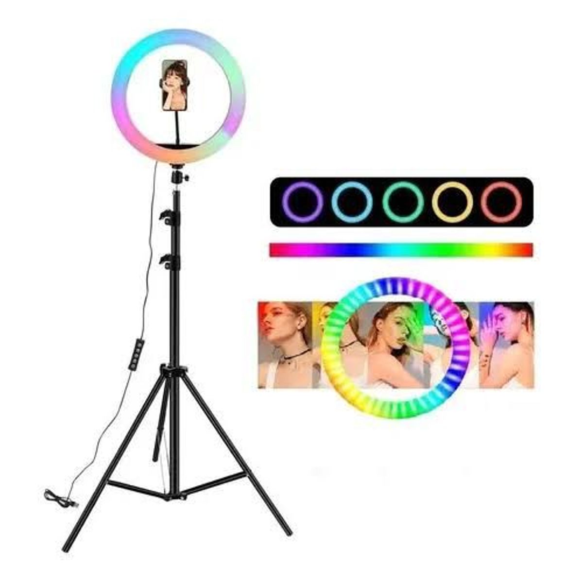 OEM - Aro LED RGB 8pulg 20cm para TikTok Instagram  Tripode 210cm