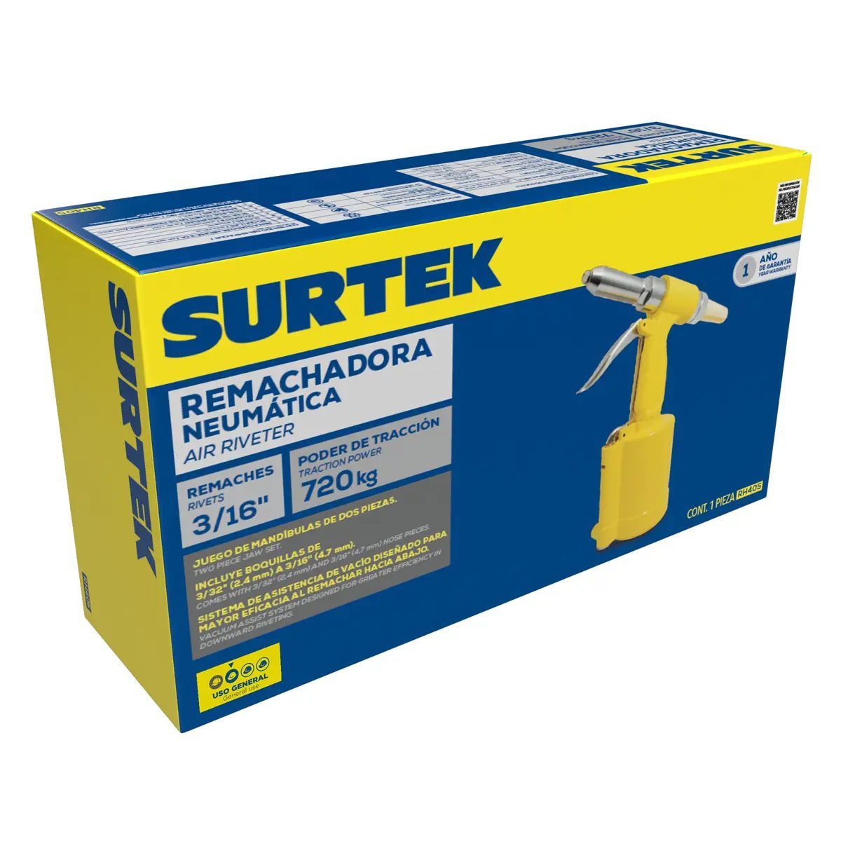 SURTEK - REMACHADORA NEUMÁTICA PARA BOQUILLAS   3/32"  a  3/16"   - SURTRH405
