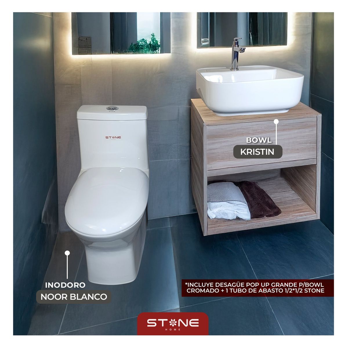 STONE - COMBO INODORO ONE PIECE  NOOR BLANCO  BOWL KRISTIN BLANCO STONE