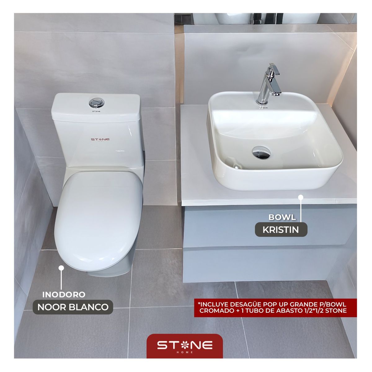 STONE - COMBO INODORO ONE PIECE  NOOR BLANCO  BOWL KRISTIN BLANCO STONE