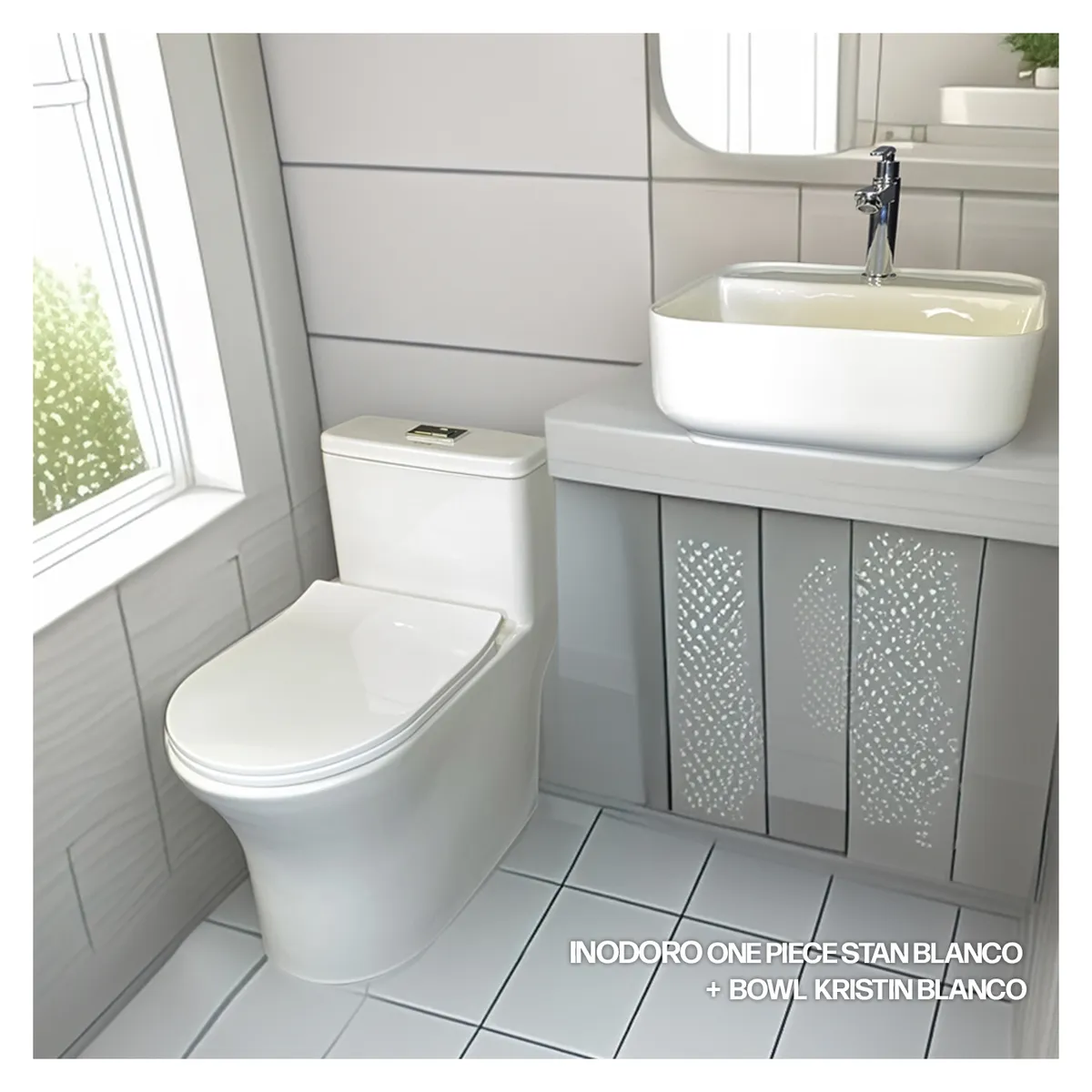 STONE - COMBO INODORO ONE PIECE STAN BLANCO  BOWL KRISTIN BLANCO STONE
