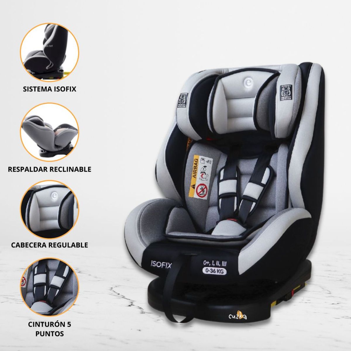 EBABY - Silla de Auto Giratorio para Niños «RUPAL ISOFIX» Gray