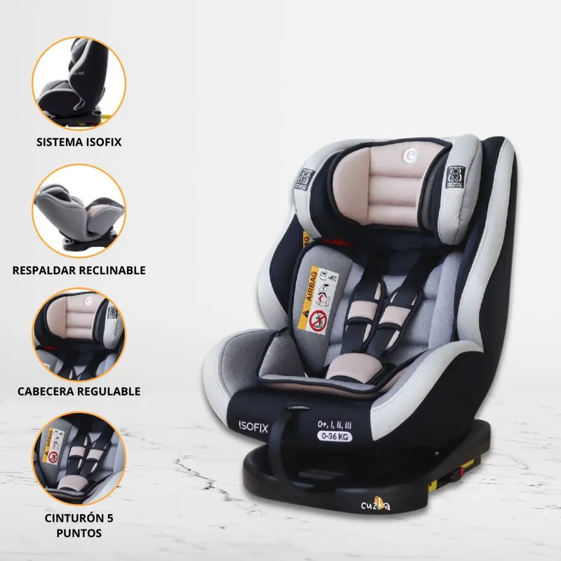 EBABY - Silla de Auto Giratorio para Niños «RUPAL ISOFIX» Beige
