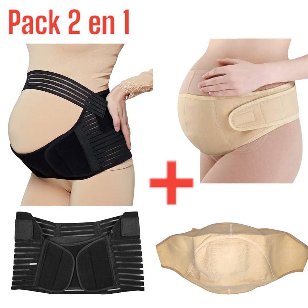 OEM - Pack de 2 Fajas Soporte Ajustable Para Embarazo Faja De Maternidad
