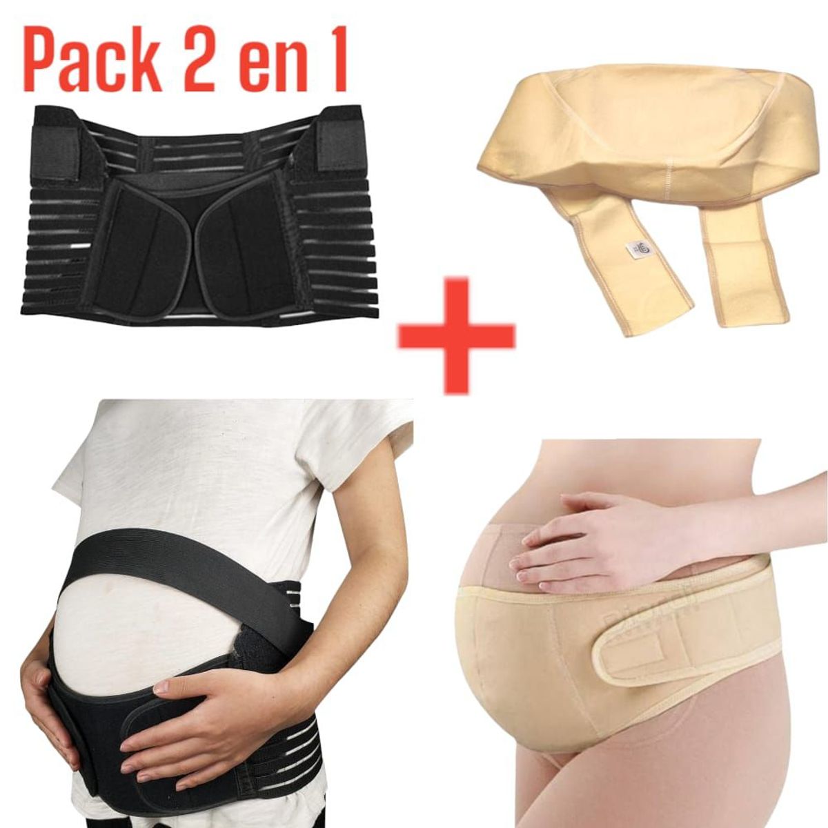 OEM - Pack de 2 Fajas Soporte Ajustable Para Embarazo Faja De Maternidad