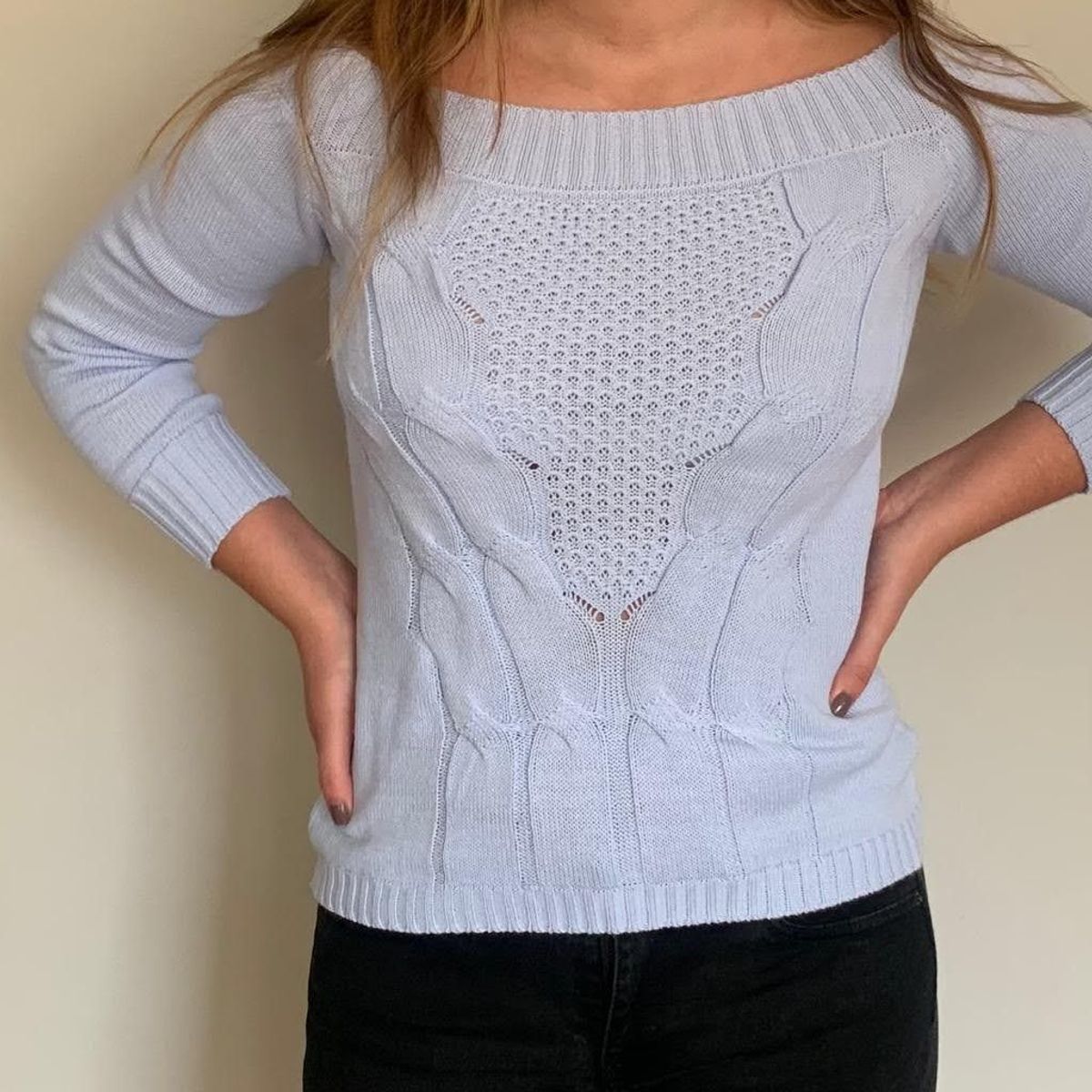 GENERICO - Chompa Ojal Mujer Celeste.