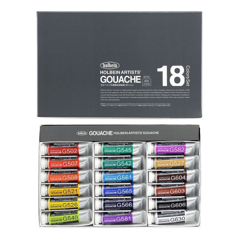 GENERICO - HOLBEIN Tempera Gouache set 15 ml 18 colores