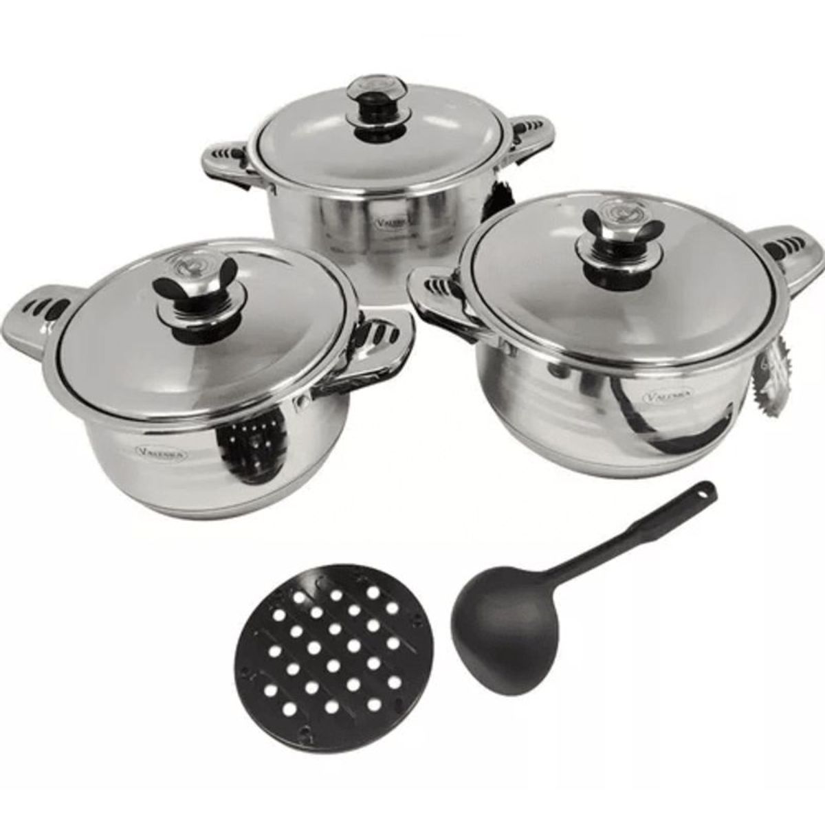 VALESKA - Juego de Ollas 06 Piezas Acero Inoxidable Valeska