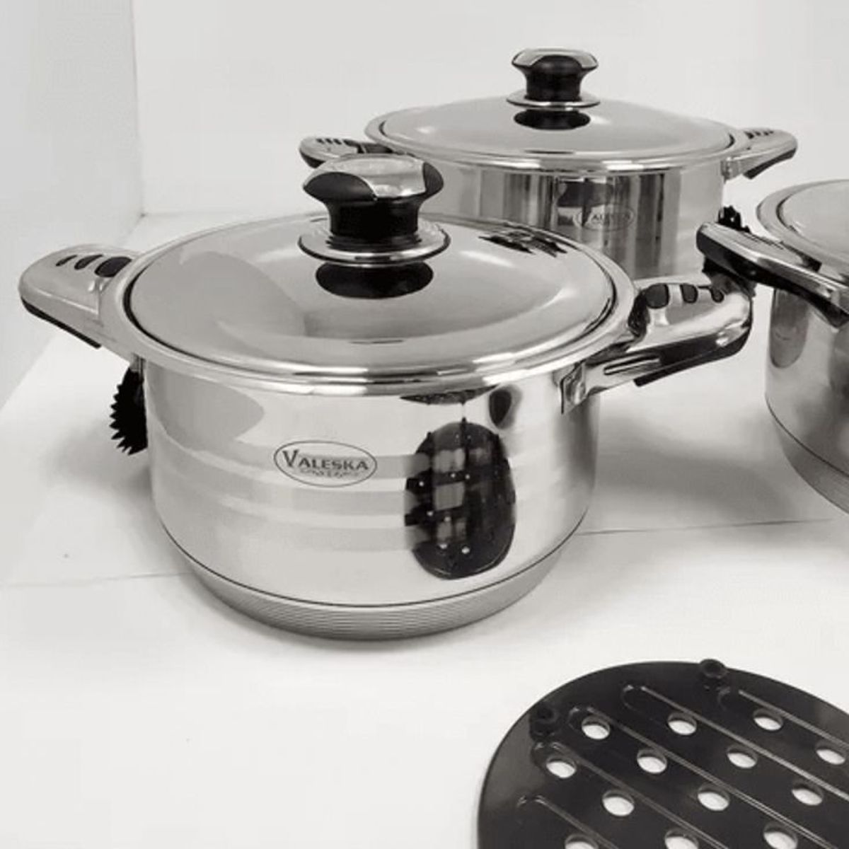 VALESKA - Juego de Ollas 06 Piezas Acero Inoxidable Valeska