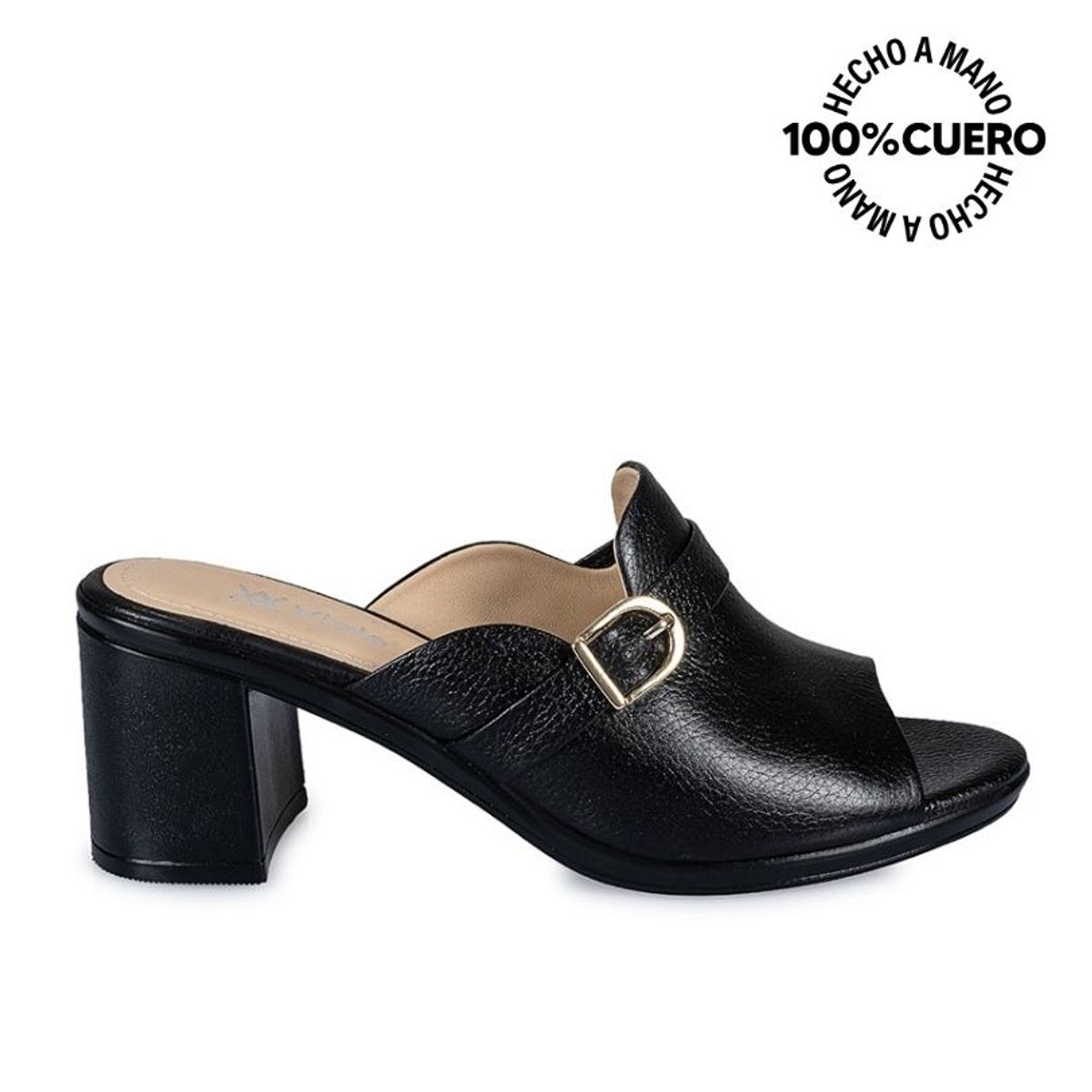 VIALE - Sandalia Sueco Casual LINDA-2403 Negro Viale Cuero