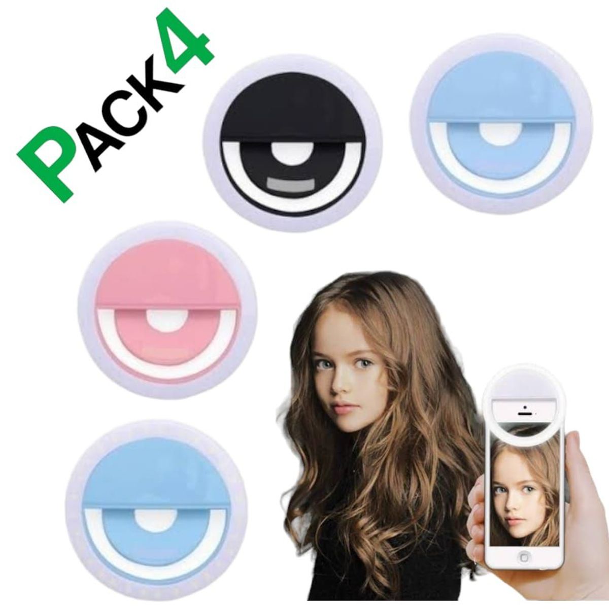 OEM - Pack 4 Mini Aro de Luz LEDs Ring Light Selfie para Celular y Más