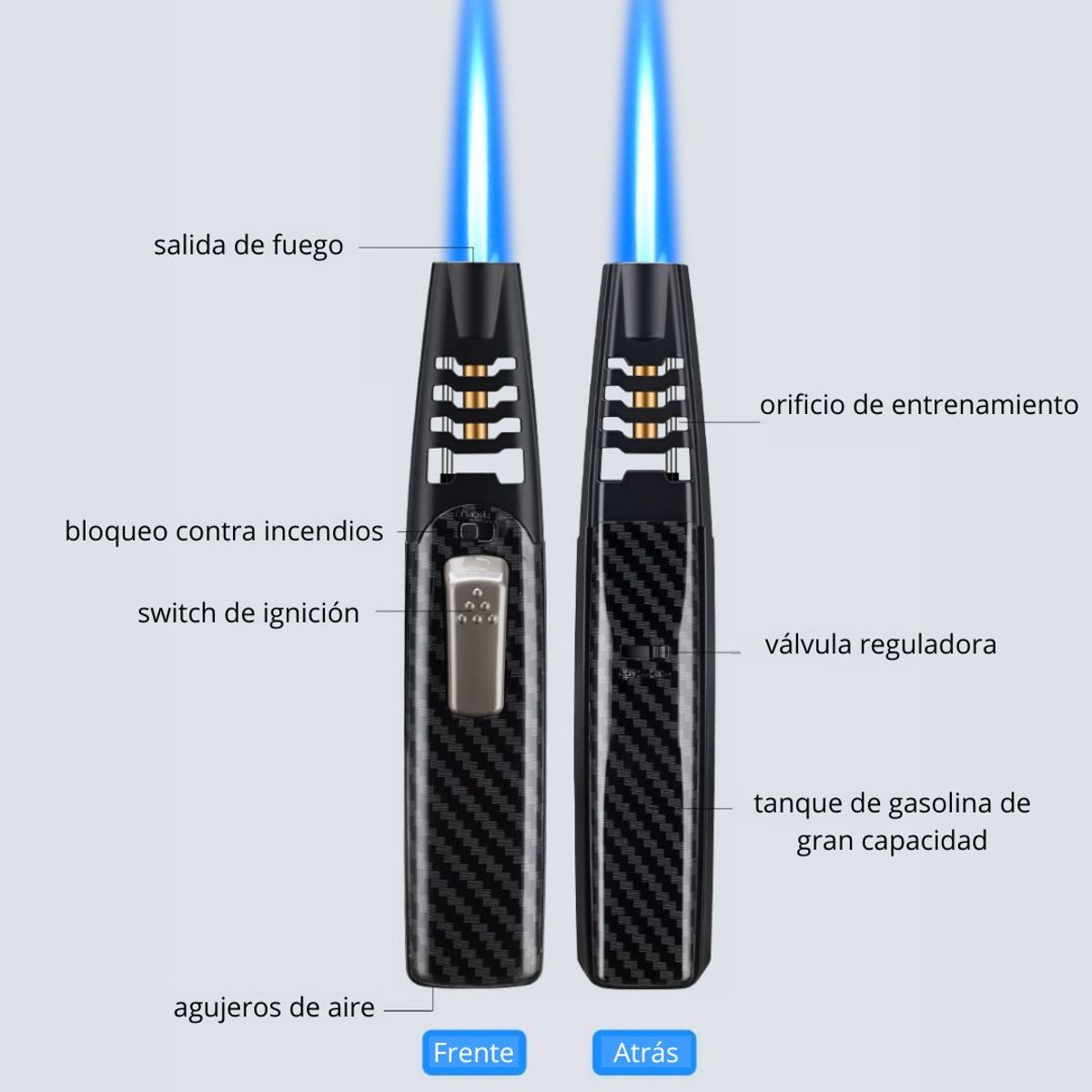 GENERICO - Encendedor Recargable de Gas Butano con Cerradura de Seguridad 6-23