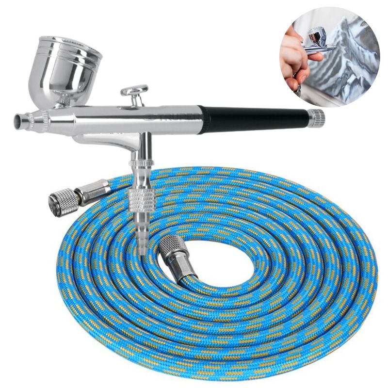 TRUPER - kit AEROGRAFO de gravedad con vaso multiposición manguera 180cm Truper