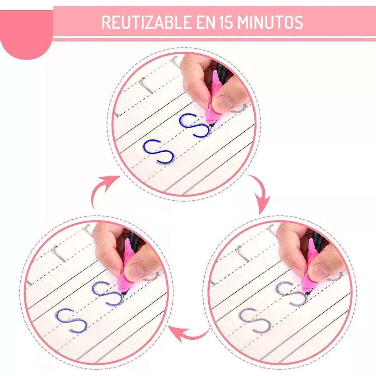 GENERICO - Set 4 Cuadernos de Caligrafia Reutilizables Magico +Regalo