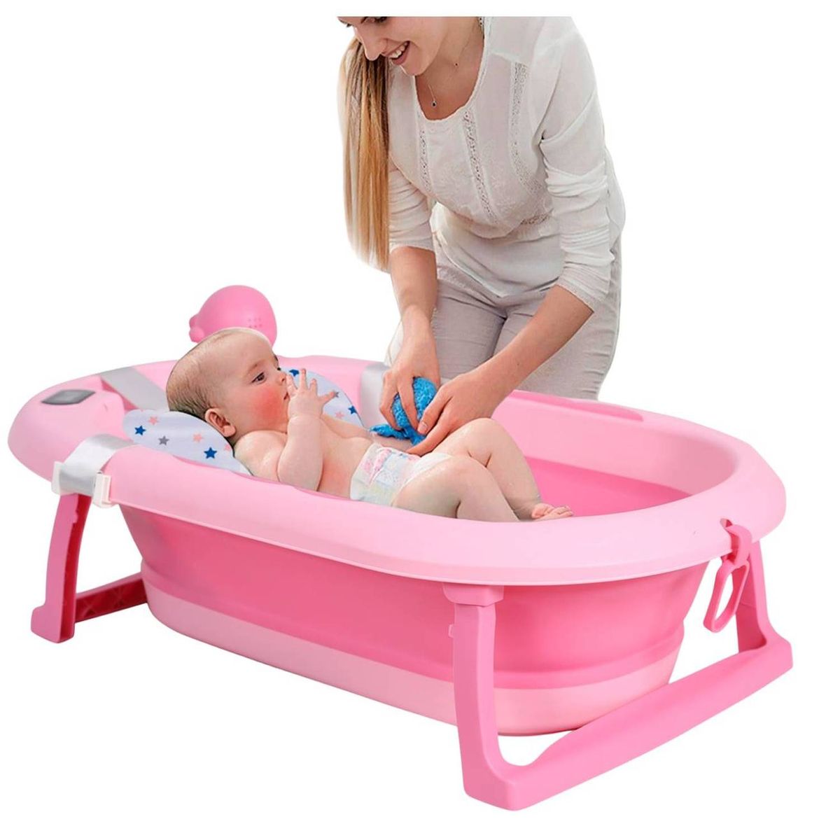 BABY KITS - Bañera para Bebe con Termómetro  Guantes y Rociador