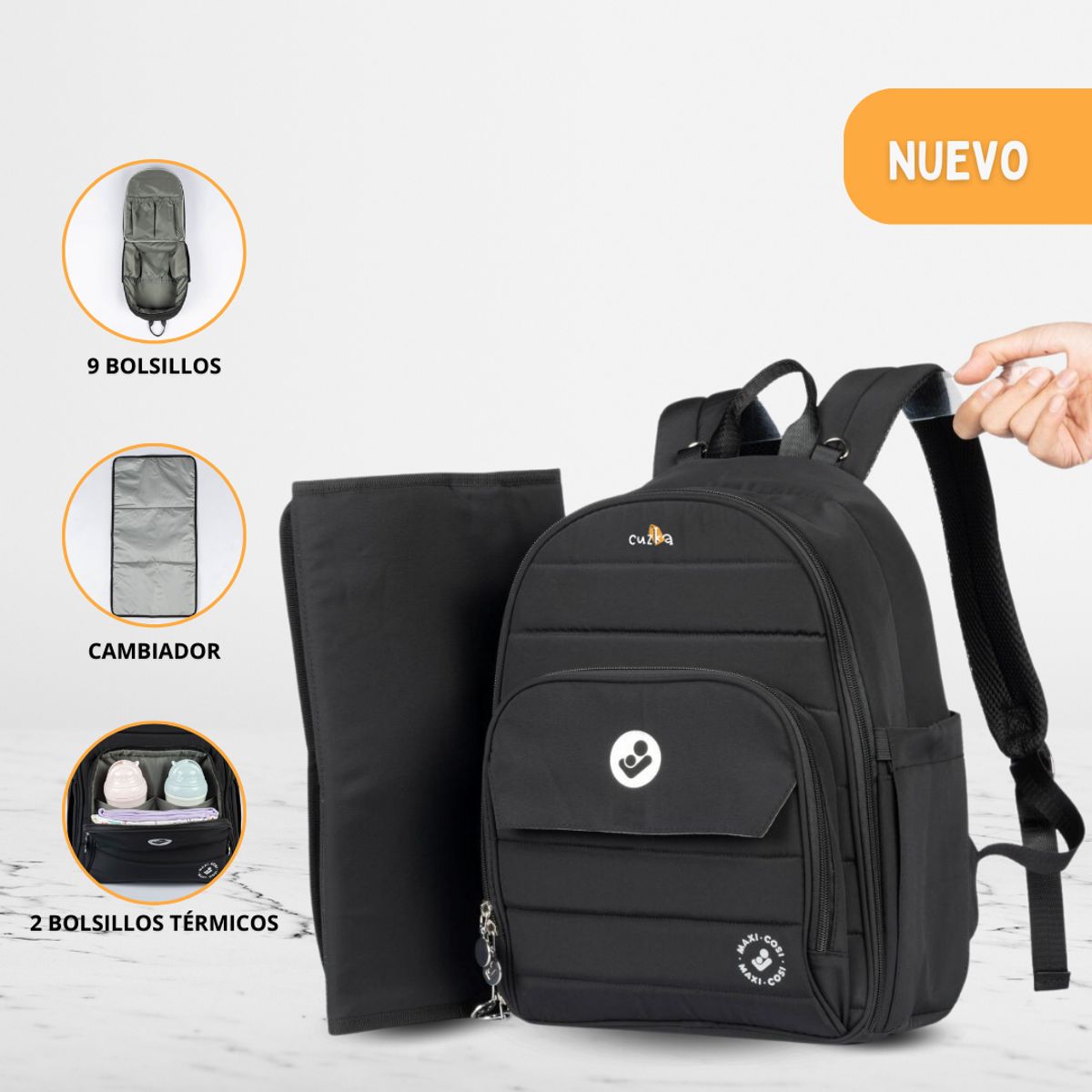 MAXI COSI - Bolso Mochila Pañalera MAXI COSI «MASSIMO» Black