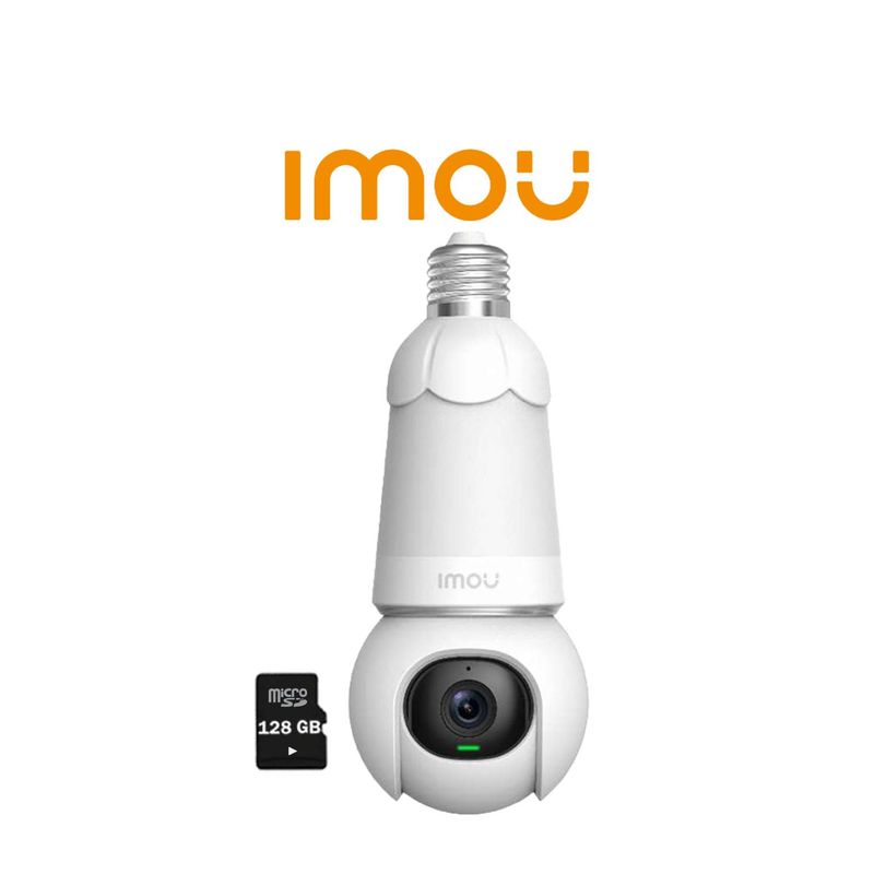 IMOU - Cámara Inalámbrica Foco BULB CAM 3MP 360° Noche Color + SD 128GB