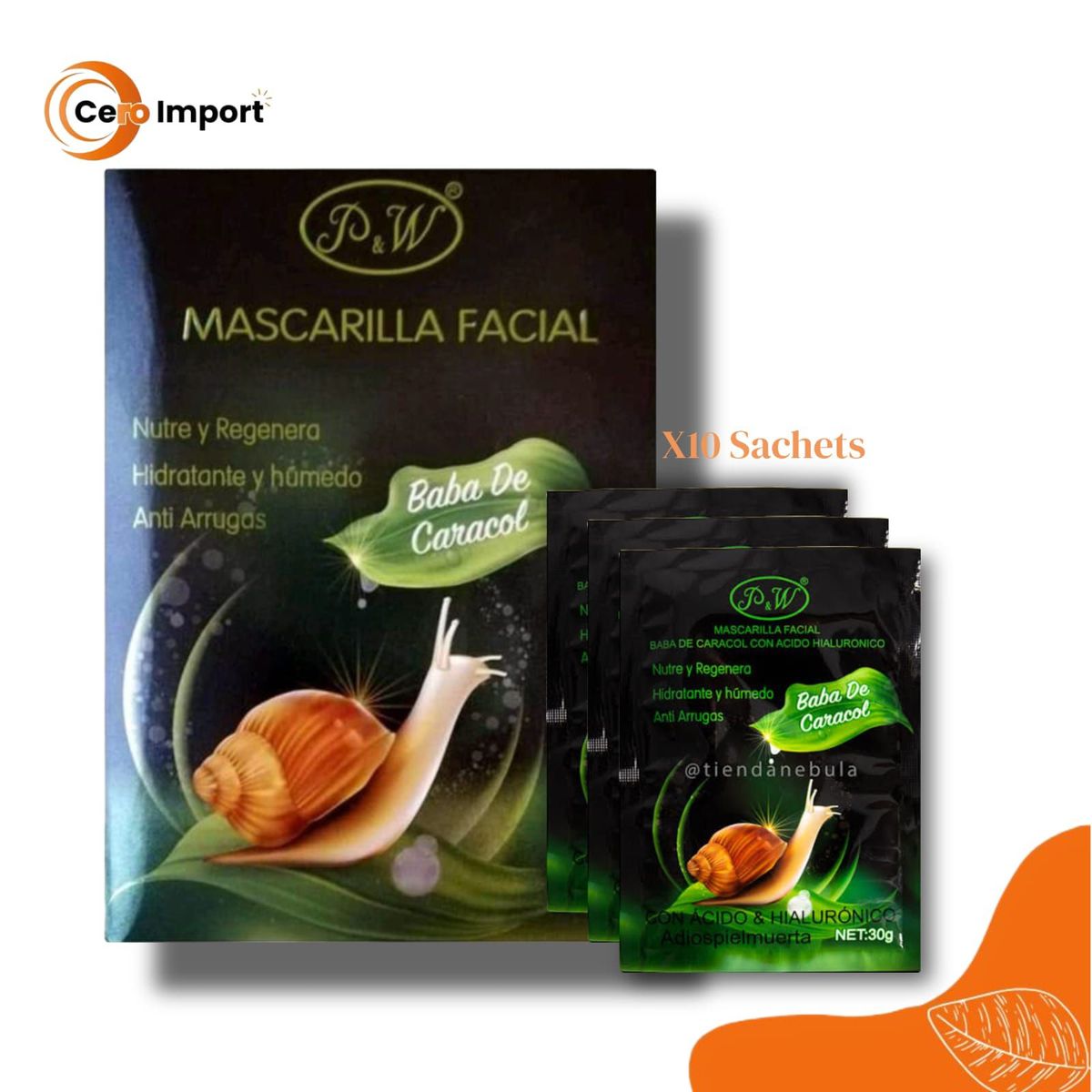 GENERICO - Mascarilla Facial Baba de Caracol  10und