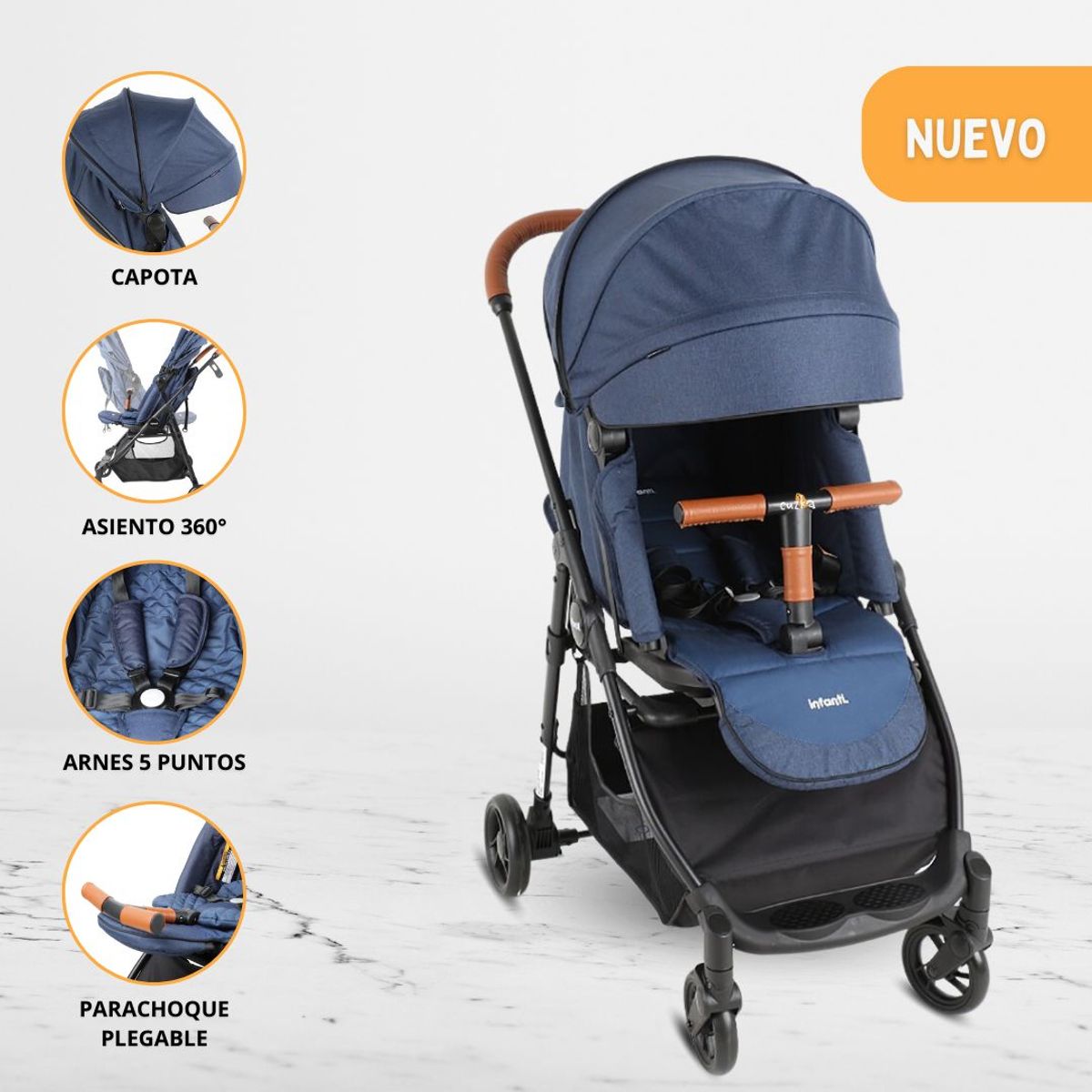 INFANTI - Coche Cuna de Paseo para Bebé «ZURI 360» Blue