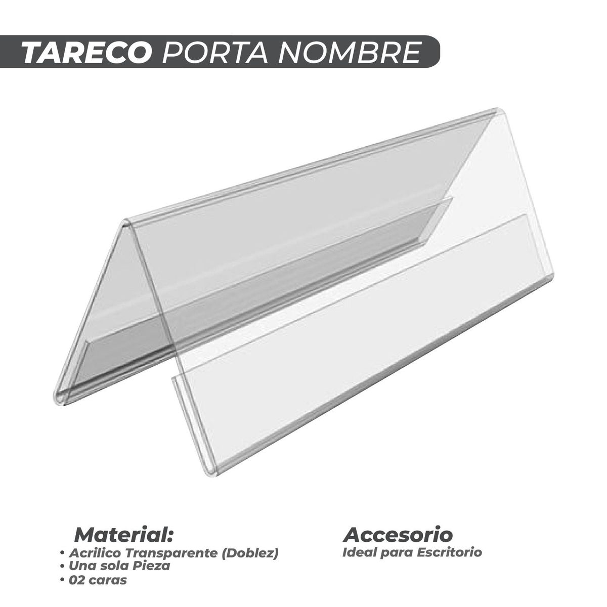 OEM - Tareco Porta nombre de Acrilico - 20 cm