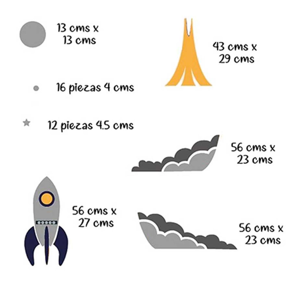 GENERICO - Vinilo infantil Cohete espacial decoracion adhesivo para niños