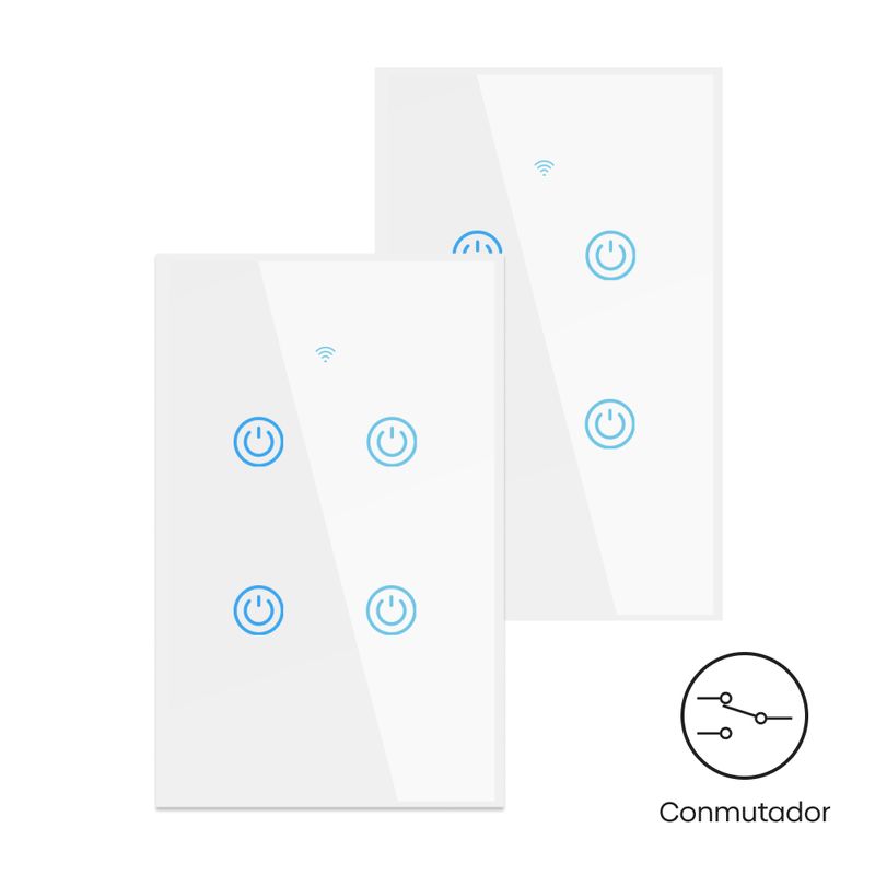 OEM - Conmutador Inteligente Wifi 4 Botones Blanco Pack 2 Unidades