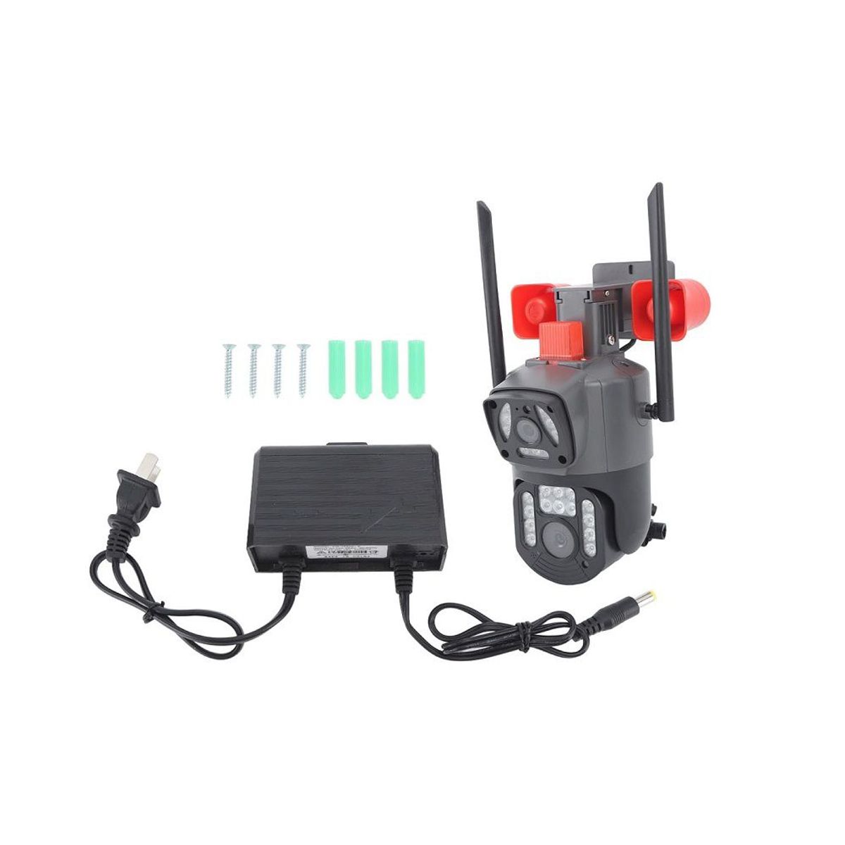 GENERICO - Cámara Q8 Seguridad Doble Lente con Bocina Alarma 4MP IP Wifi