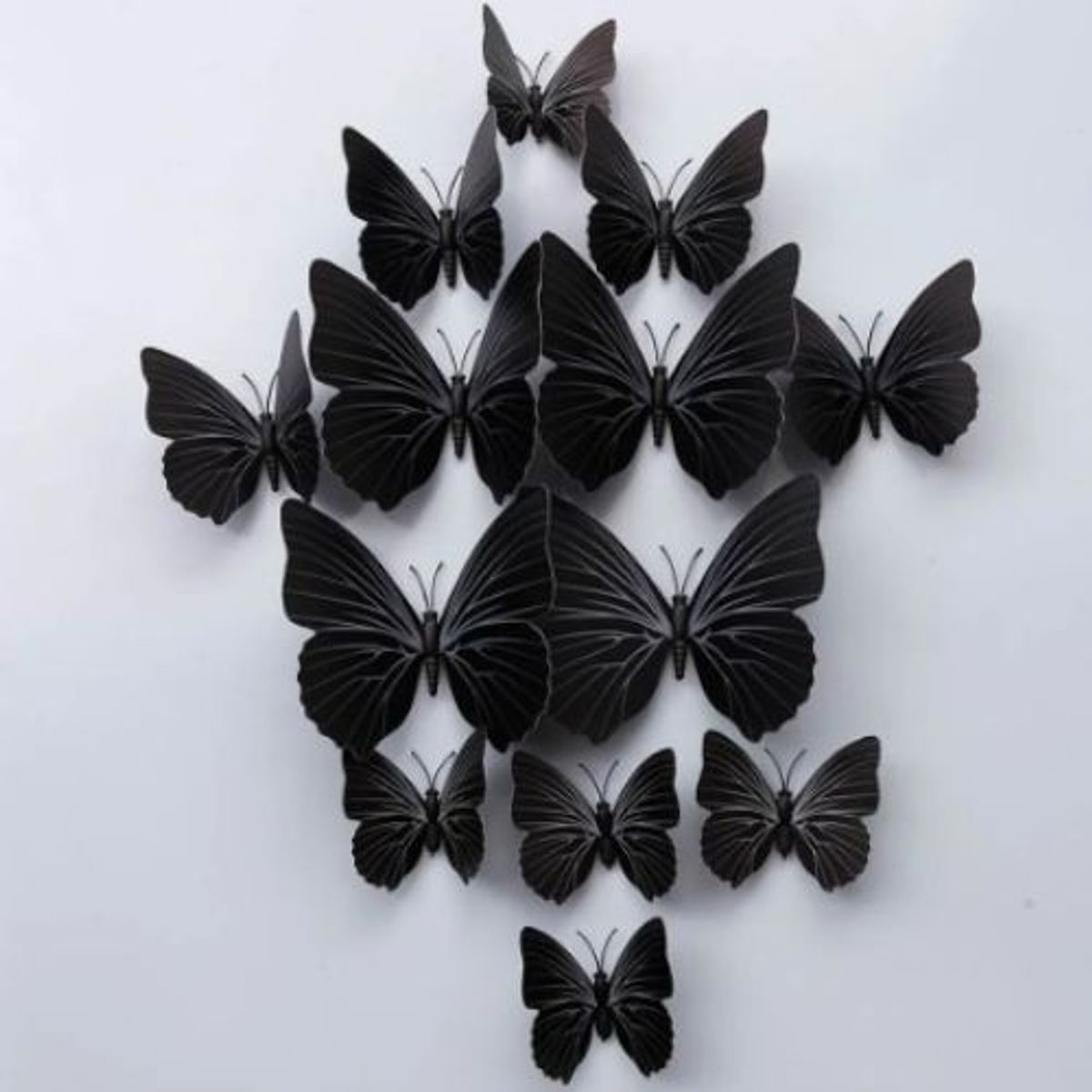 GENERICO - 12Pcs 3D Mariposa Pegatinas de Pared PVC Autoadhesivo -Negro