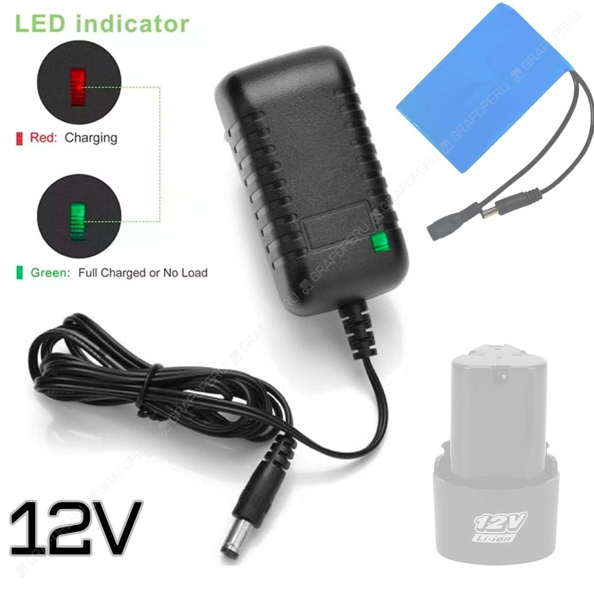 OEM - Cargador 12v Bateria XTD Litio BMS 3S Atornillador Pulidora