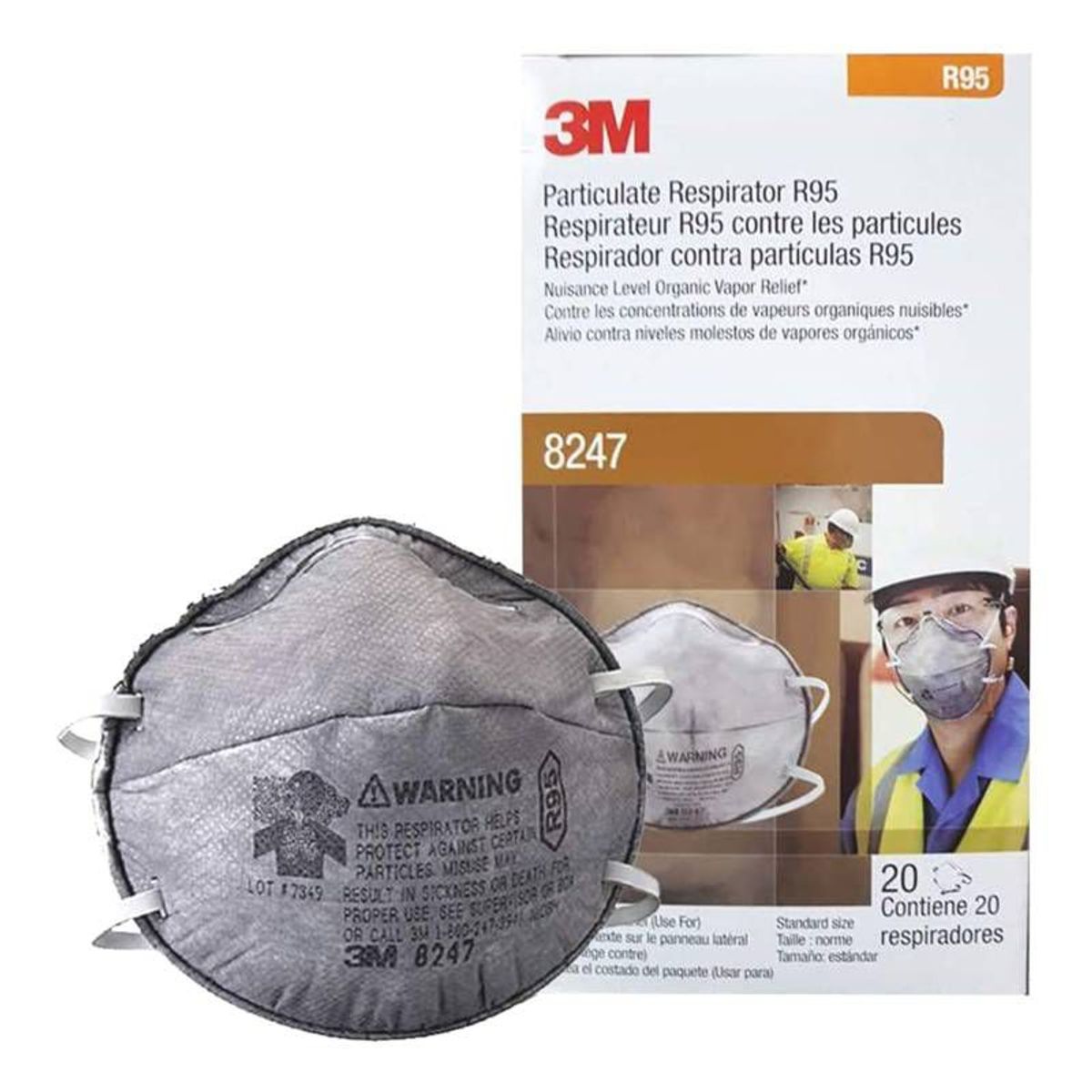 3M - RESPIRADOR LIBRE DE MANTENIMIENTO 3M 8247 R95 CAJA X 20 UND
