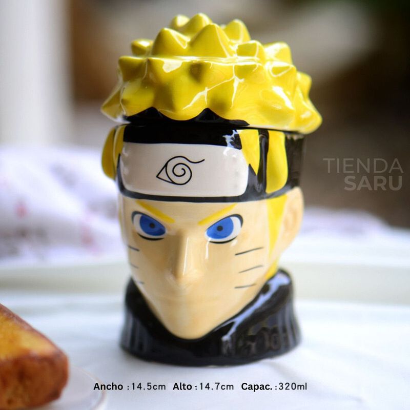 GENERICO - Taza Mug Naruto 3D de Cerámica con Tapa – 350 ml