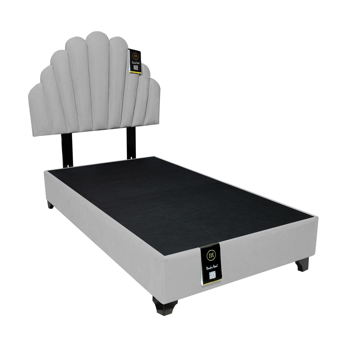 BARAKA HOME - Dormitorio Afrodita + Cabecera patas ajustables 2 plz - Gris Claro