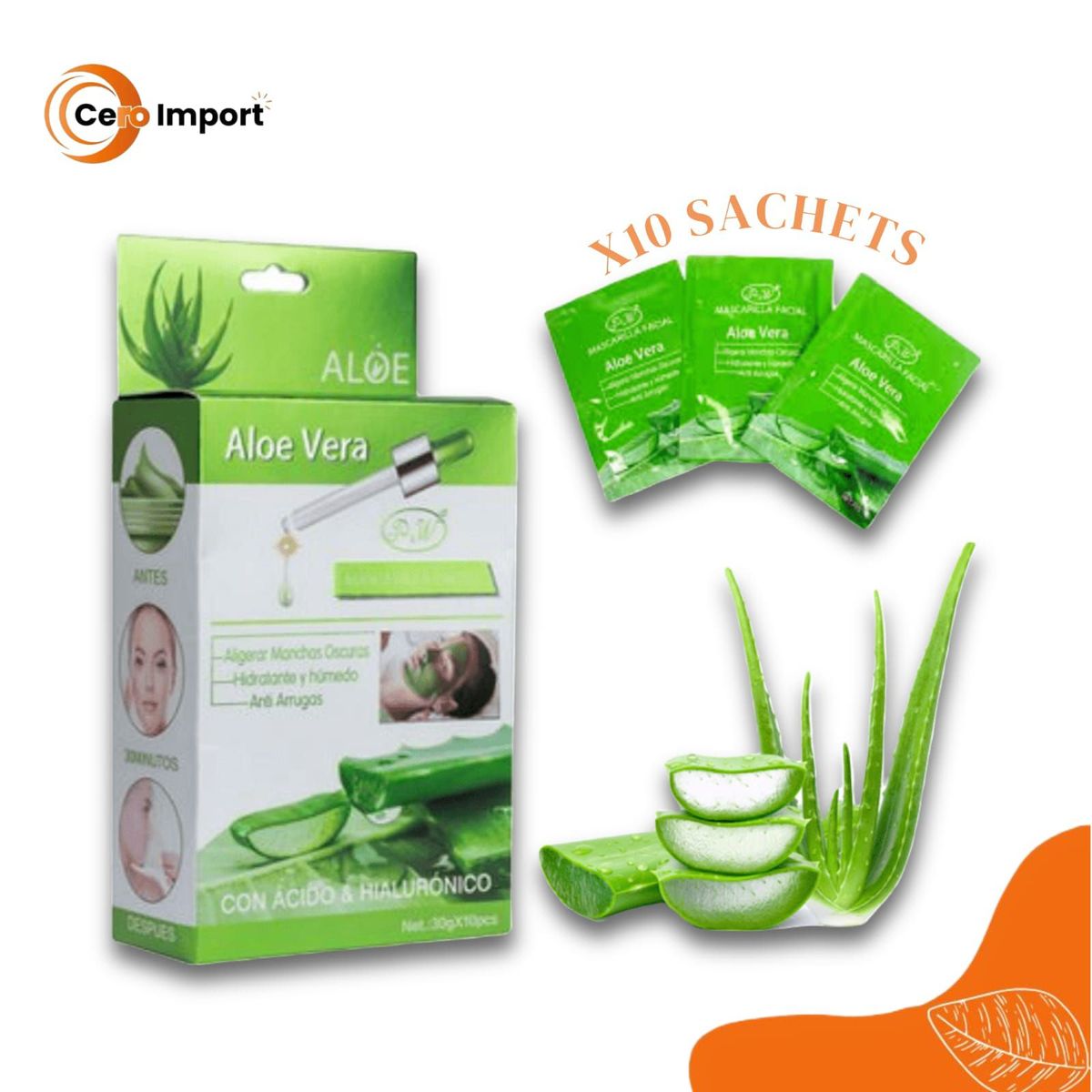 GENERICO - Mascarilla Facial Aloe Vera 10 und