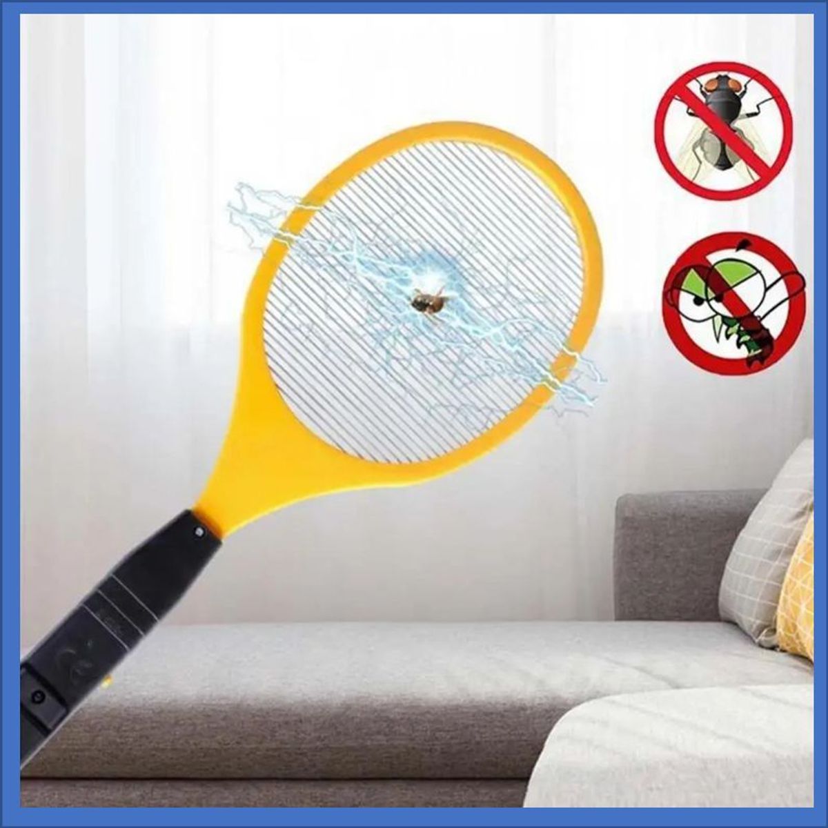 GENERICO - Raqueta electrica para matar zancudos e insectos naranja