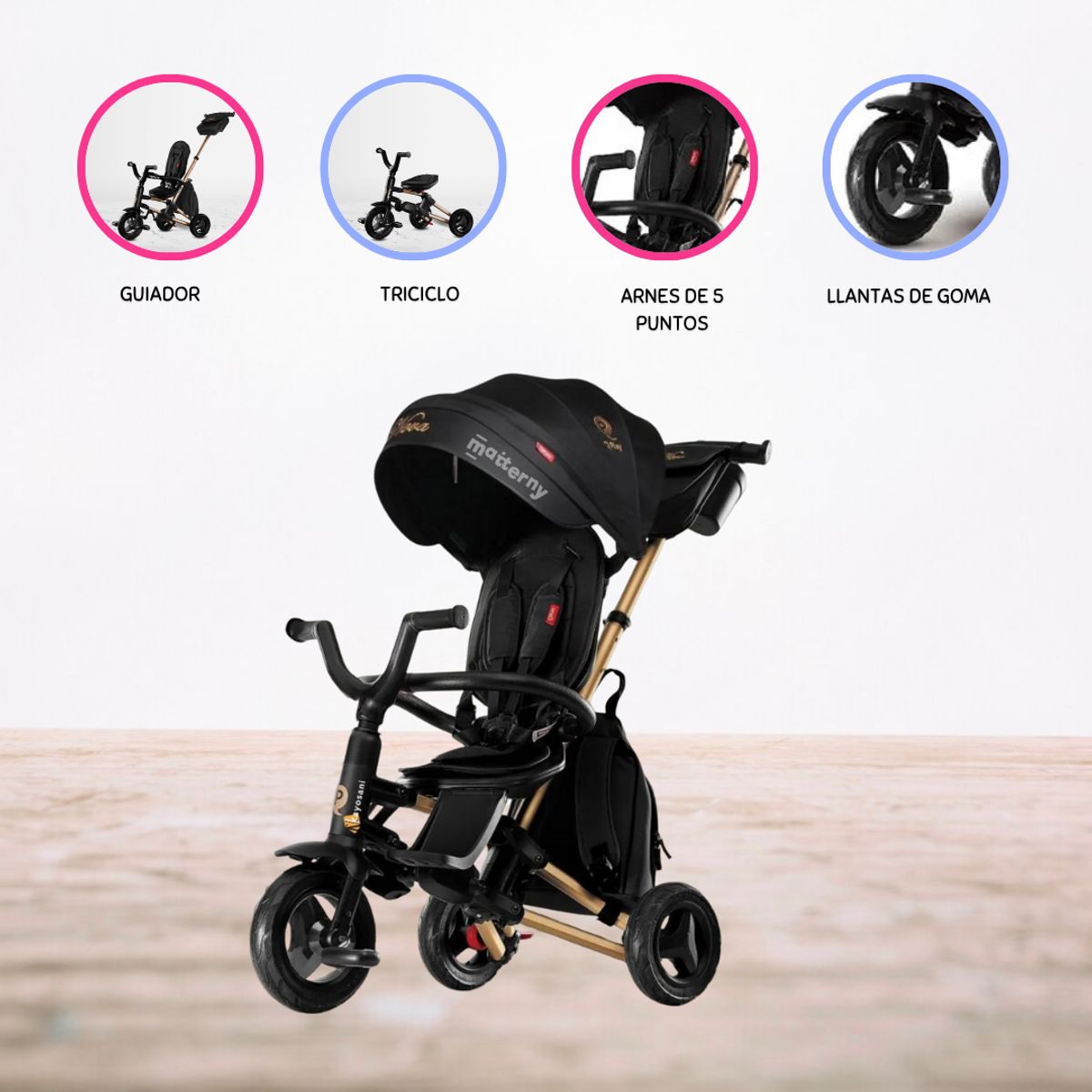 GENERICO - Triciclo Guiador Plegable para Niños «NOVA» GOLDEN