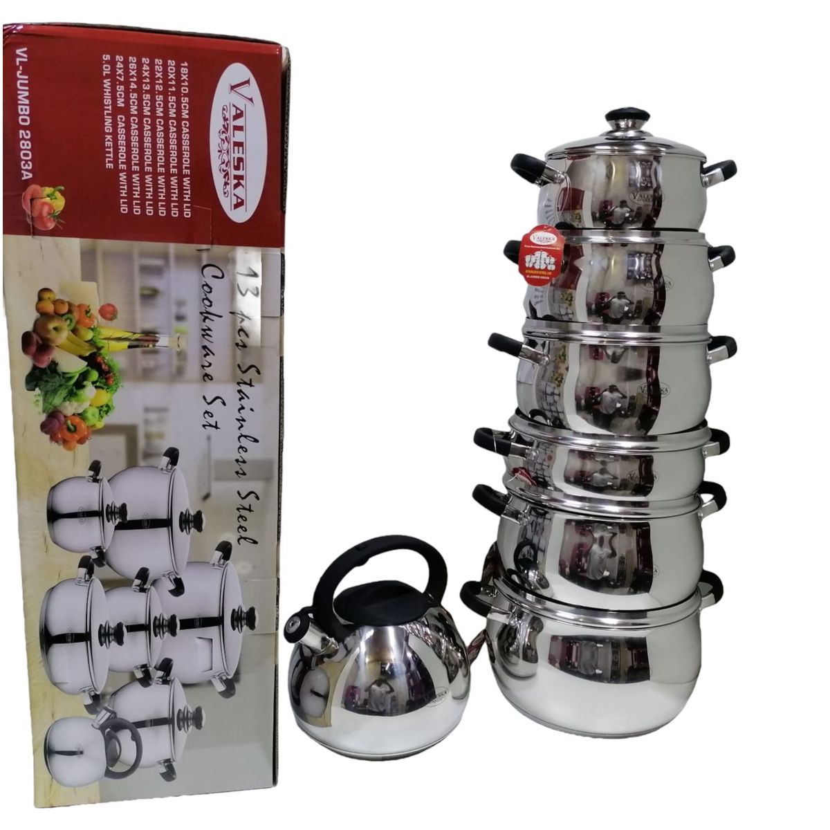 VALESKA - Juego de Ollas 13  Piezas Acero Inoxidable N Valeska