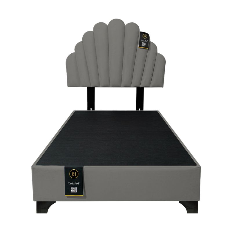 BARAKA HOME - Dormitorio Afrodita + Cabecera patas ajustables 2 plz - Gris Oscuro