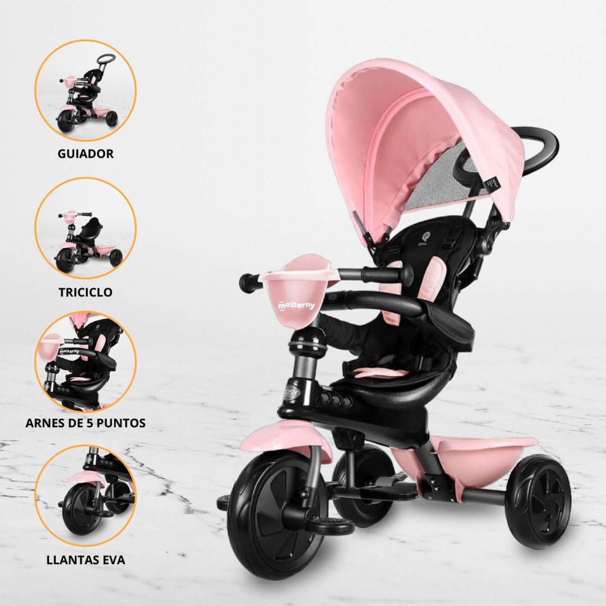 GENERICO - Triciclo Guiador Plegable para Niños  «COSY» Pink