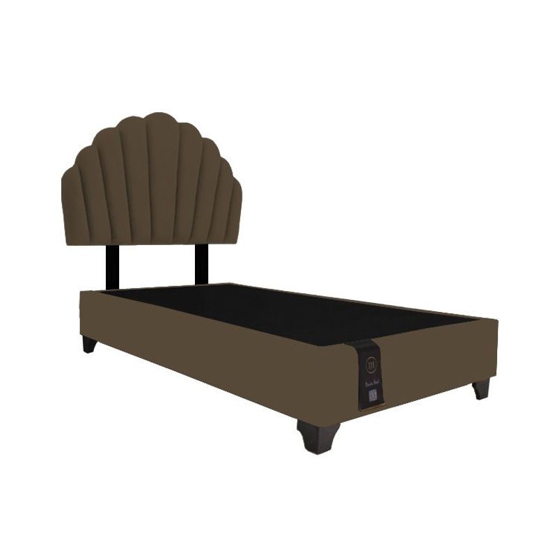 BARAKA HOME - Dormitorio Afrodita + Cabecera patas Ajustables 1.5 plz - Chocolate Claro