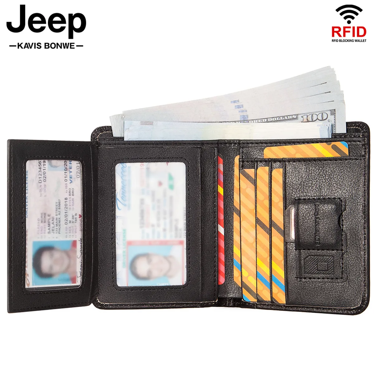 GENERICO - Billetera J-Kavis de Cuero Vacuno BP722 Estilo vintage