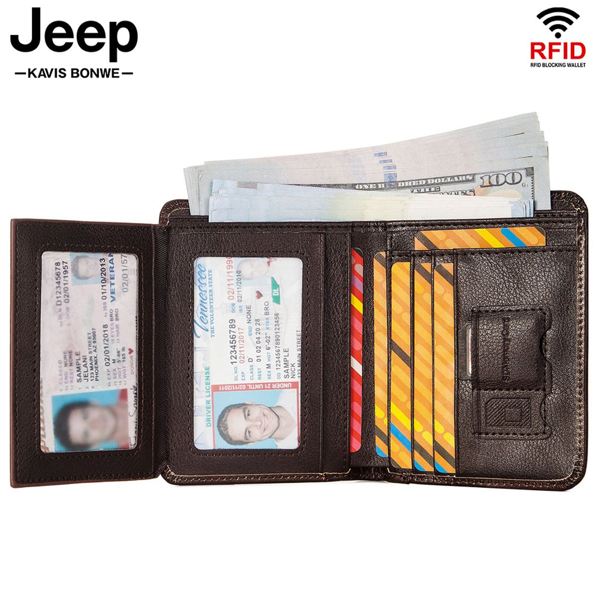 GENERICO - Billetera J-Kavis de Cuero Vacuno BP722 Estilo vintage