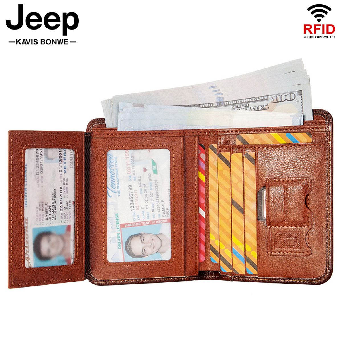 GENERICO - Billetera J-Kavis de Cuero Vacuno BP722 Estilo vintage