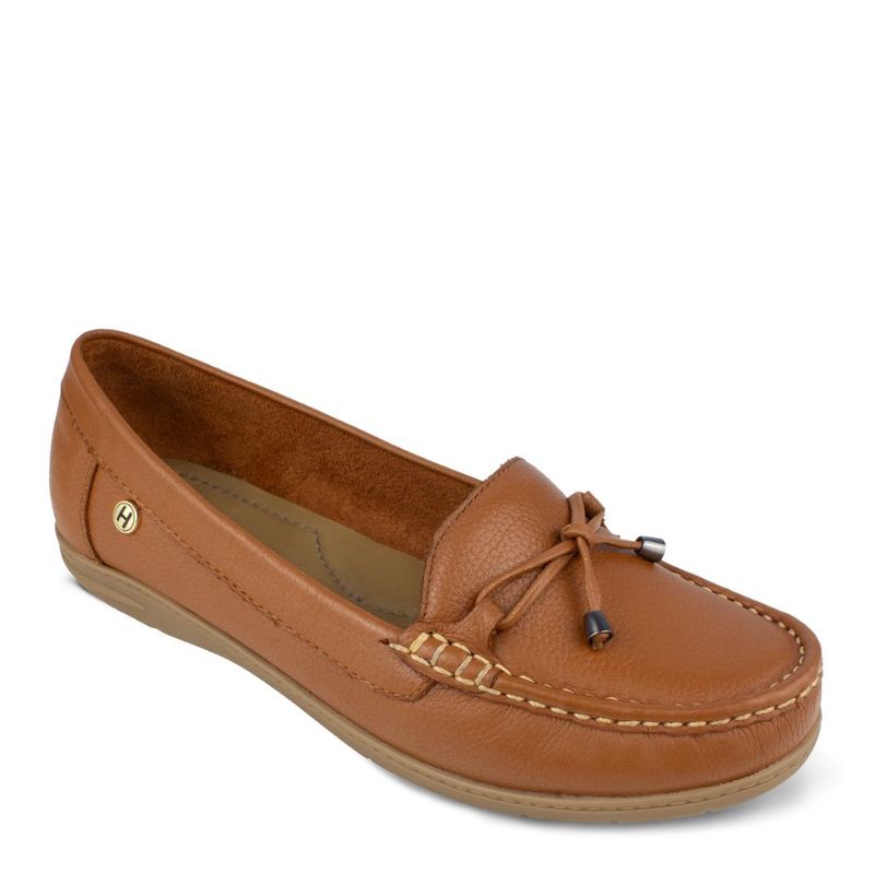 HAWERL - Zapato Mocasin De Cuero Mujer Natural F591NT