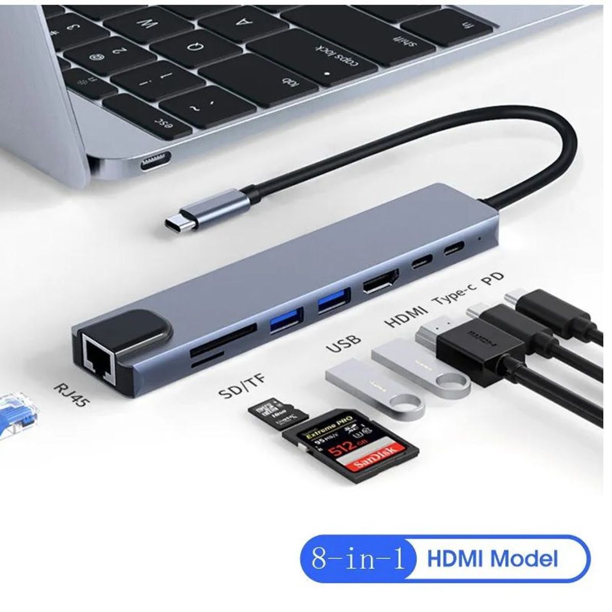 GENERICO - Hub USB tipo C 8 en 1 para MacBook, Notebook