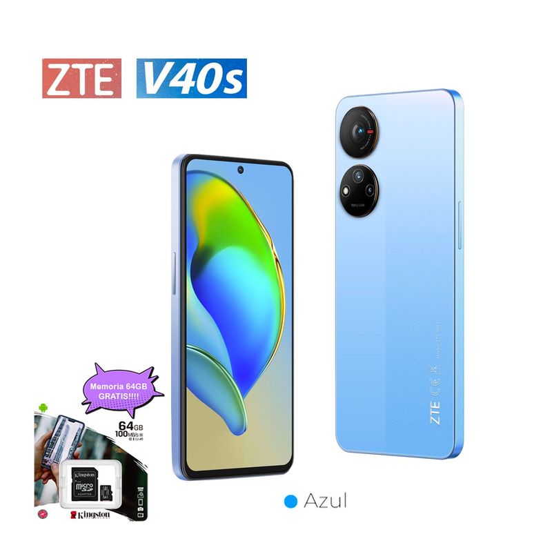 ZTE - ZTE V40S 6GB RAM 128GB ROM AZUL CON MEMORIA GRATIS 64GB