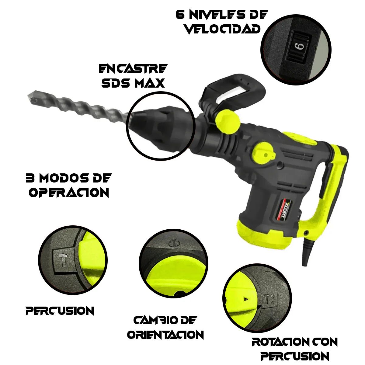 XCORT - Martillo Perforador Rotomartillo Sds Max 1800W 50MM XCORT Xzc02-50