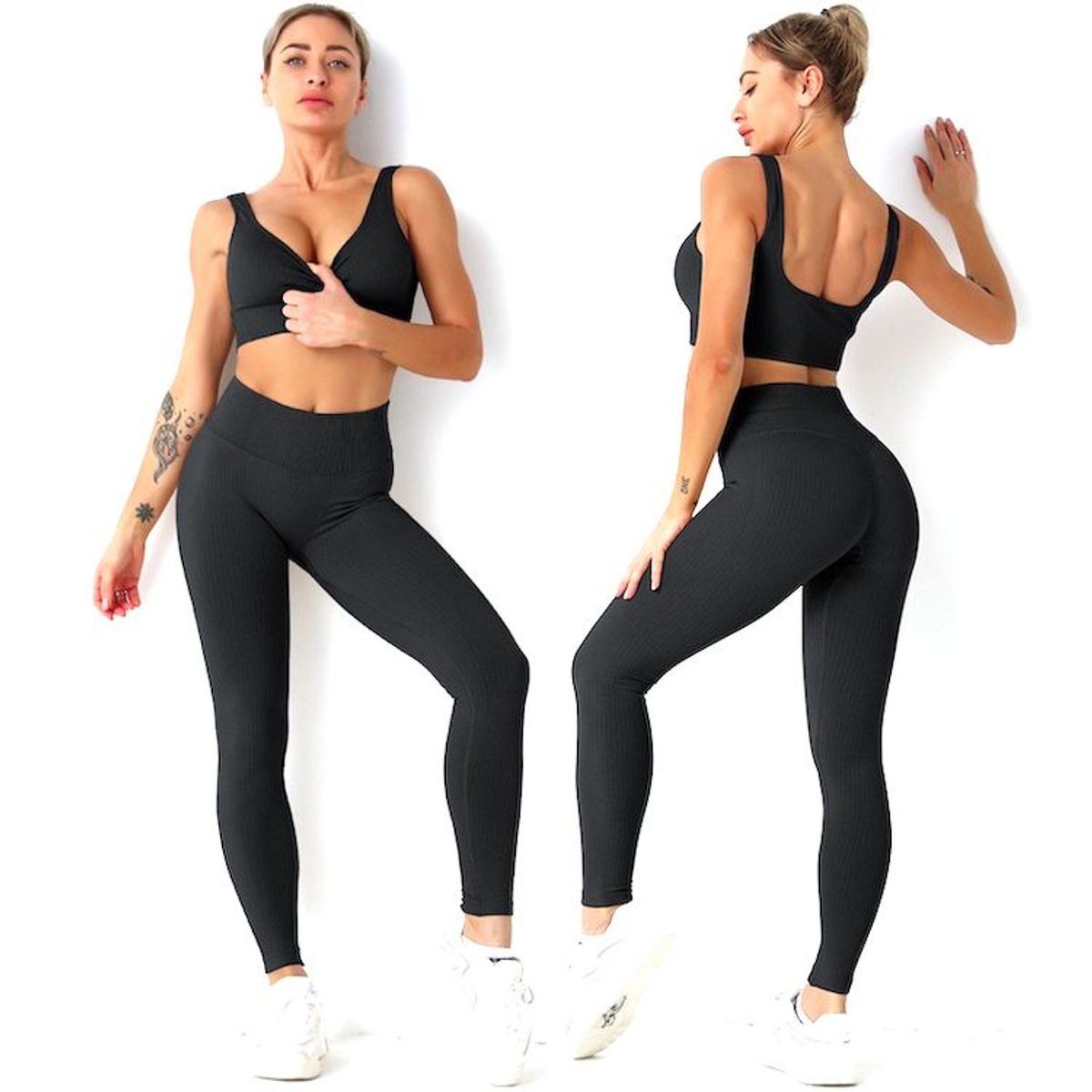 GENERICO - Conjunto deportivo Rib Top y Legging - Set para el gym - yoga