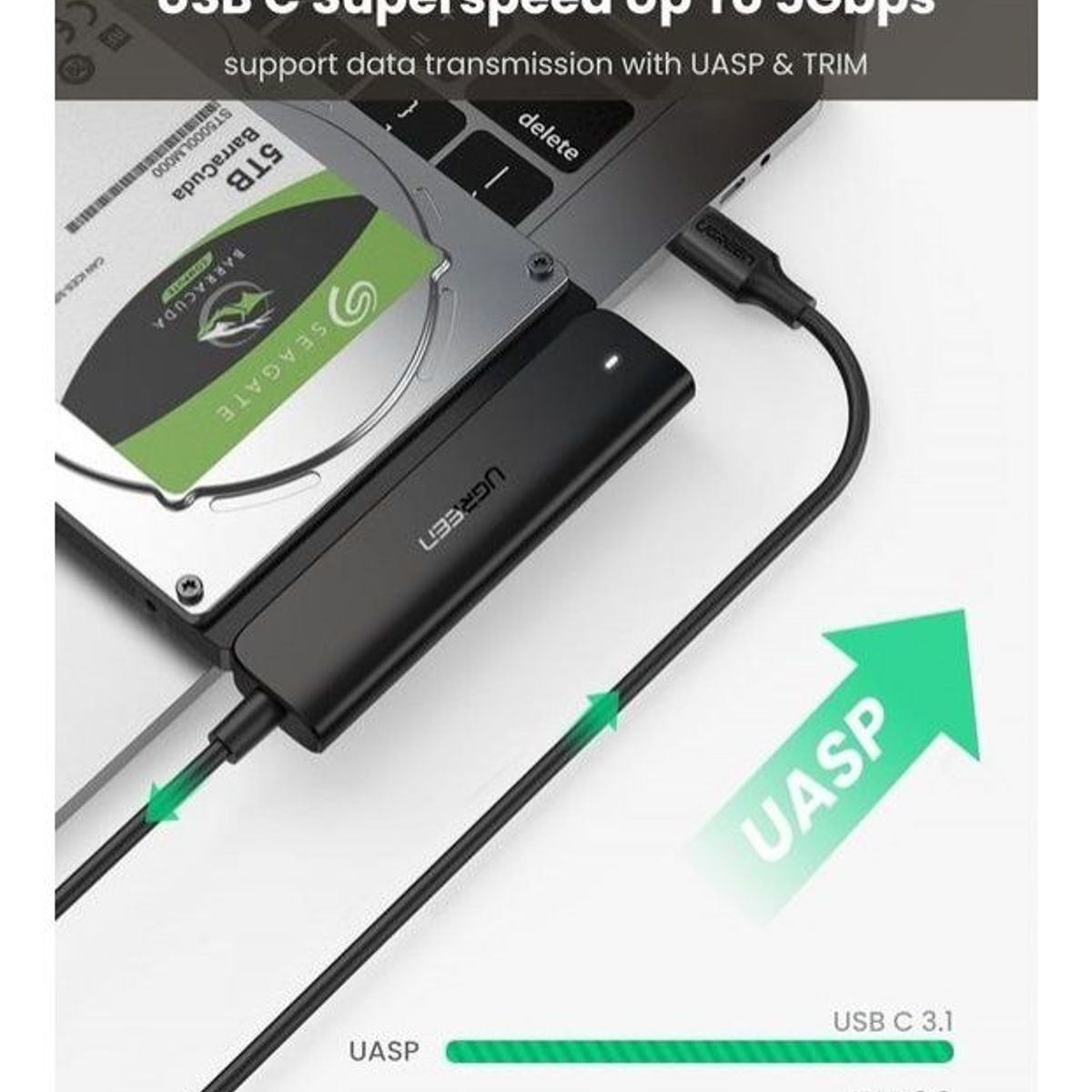 UGREEN - Adaptador  USB-C a SATA de Discos Duro 2,5¨  50 cm
