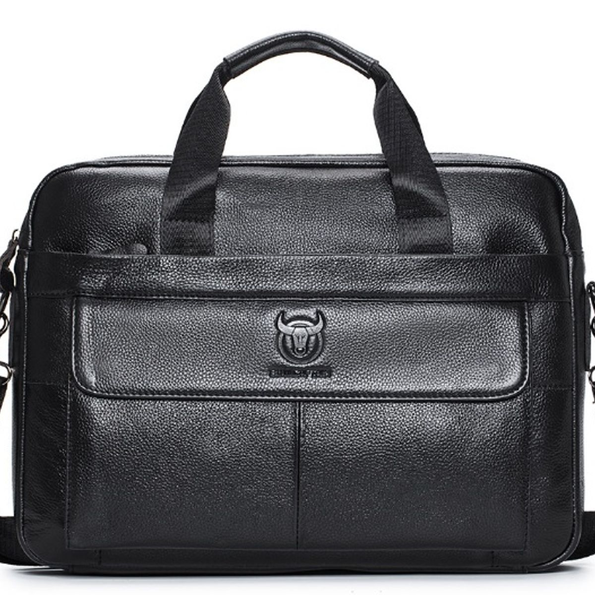 BULLCAPTAIN - Maletin cuero genuino bullcaptain negro Tapa caballeros