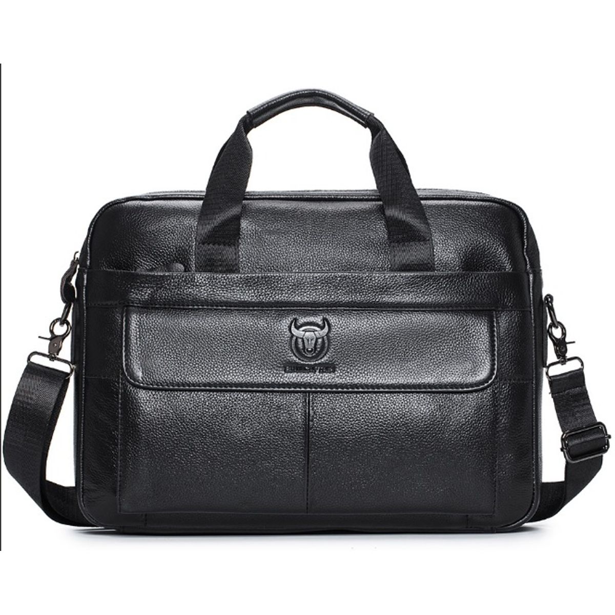 BULLCAPTAIN - Maletin cuero genuino bullcaptain negro Tapa caballeros